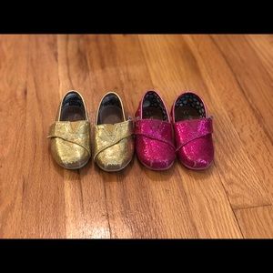 Toms Glitter Pink and Gold Size 5